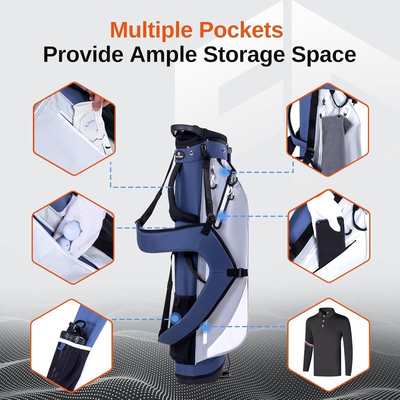 Full Choice Lightweight Golf Stand Bag, 4-Way Full-Length Dividers, Holds Up to 10 Clubs, 3.7 lbs Golf Bag with Dual Straps & Stand for Driving Range, Par 3, and Standard Courses - Image 5
